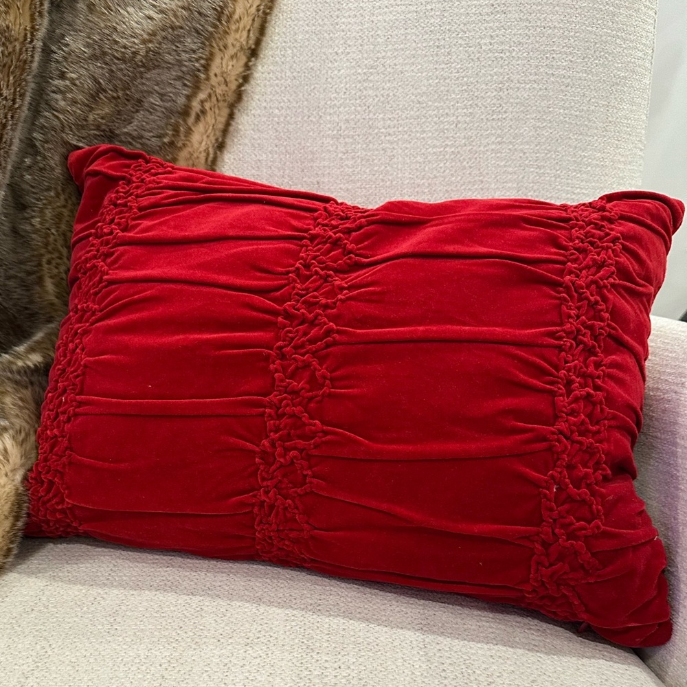 Red Velvet Pillow with Duck Feather Filling